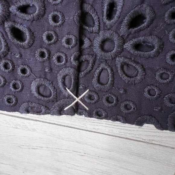 J Crew Skirt Womens SZ 00 Navy Blue No. 2 Pencil Mini Eyelet Lined Cotton Floral - Picture 11 of 16